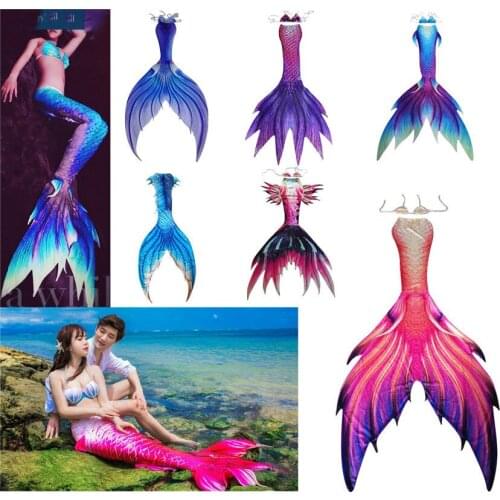 Kids Adult Women Mermaid Tail With Monofin Swimwear Vacation Cosplay Costumes