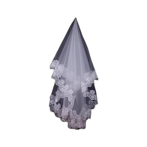 Beautiful White Ivory One Layer Bridal Veil Wedding Accessories Appliques Ivory Wedding Veils Velo De Novia