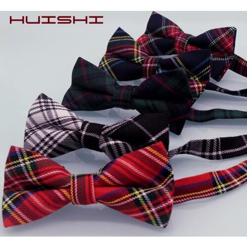 HUISHI Check Bow Tie Luxury Mens Plaid Bows Tie Adjustable Wedding Party Bowtie For Men Polyester Check Butterfly Bowties