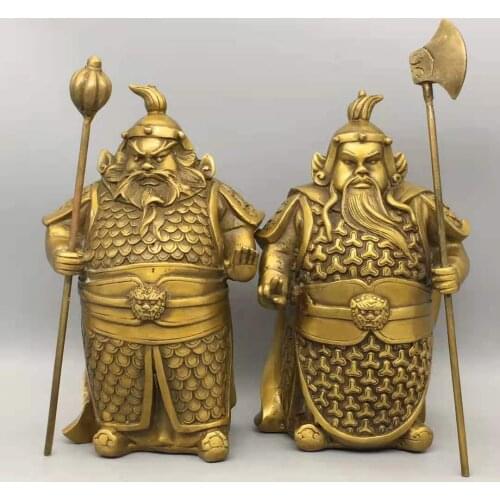 Pure copper two general of hem ha door god, A pair of ornaments, Exquisite exorcism feng shui ornaments, gifts