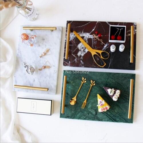 Natural Marble Ceramic Tray Home Storage Trays Decorative Display Trays Light Luxury Cosmetics Jewelry Plate Food Tray