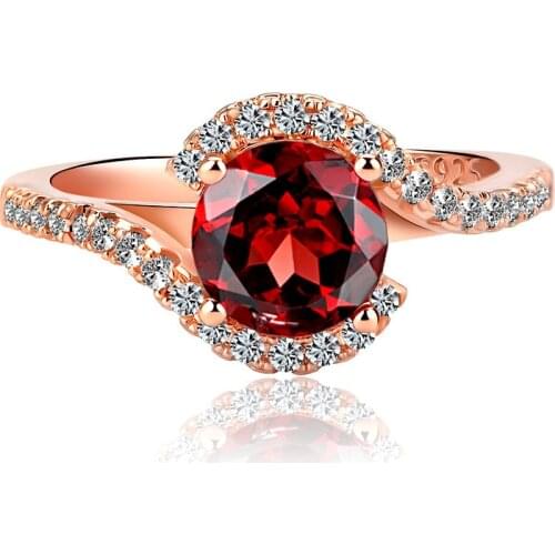 Megin D Rose Gold Plated Round Zircon Color Crystal Luxury Vintage Boho Rings for Women Wedding Couple Friends Gift Jewelry Anel