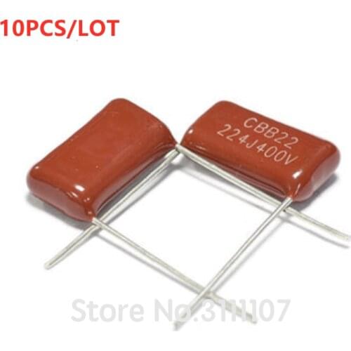 10PCS/LOT CBB Capacitor 224 400V Pitch 10mm 400MF 224 220NF 0.22UF CBB capacitor