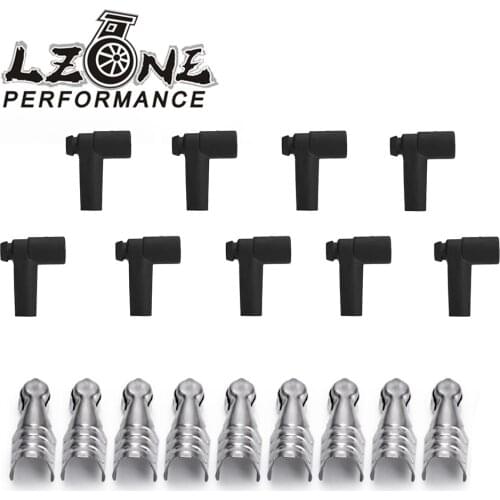 LZONE - 9 pcs / set Universal Hei Style Distributor End Spark Plug Wire Rubber Boots & Stainless Steel Ends JR-SSC02