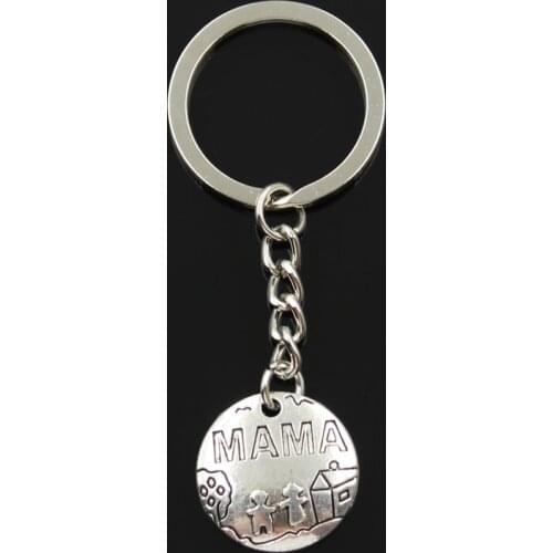 Fashion 30mm Key Ring Metal Key Chain Keychain Jewelry Antique Silver Color Plated Mama Children Home 22x22mm Pendant