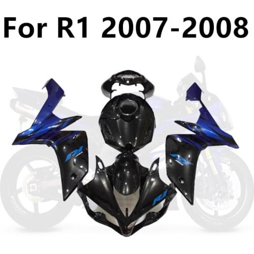 Motorcycle for Yamaha R1 2007-2008 Full Fairing Kits YZF1000 07-08 Bodywork Injection Kit Cowling Blue Black Flame