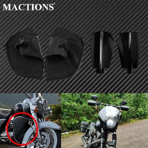 Motorcycle Black Soft Lowers Leg Elephant Ears Warmer Chaps +Shade Hand Guard 2PCS Handguards For Harley Touring Road King 96-07