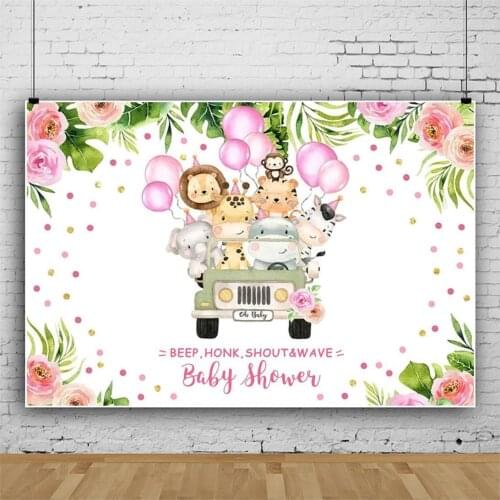 Cartoon Flowers Balloon Animal Car Background Baby Show Party Child Birthday Table Decoration Photography Photo Vinyl Backdrop