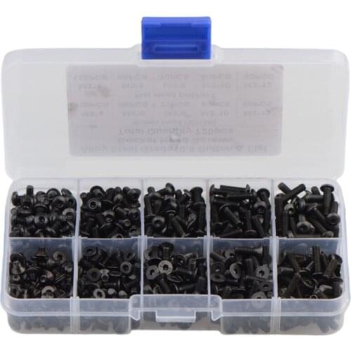 720Pcs M3 Alloy steel Black High Strength Pan Head Countersunk Head Hexagon Socket Screw Set