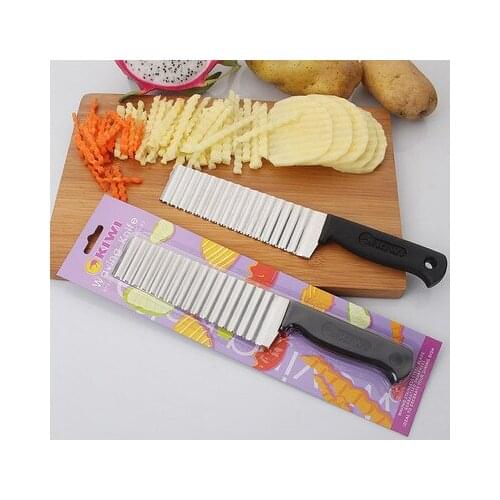 Stainless Steel Potato Dough Waving Crinkle Cutter Slicer Home Kitchen Vegetable Chip Blade Knife Potato Shredders Slicers