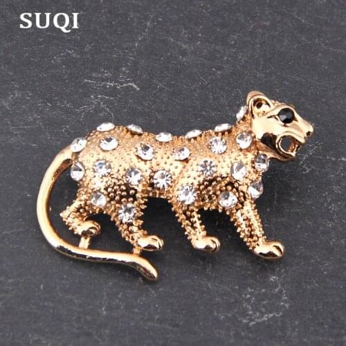 SUQI New European and American Hot animal Rhinestone leopard Brooch fashion temperament brooch for womens 2019 accessorices