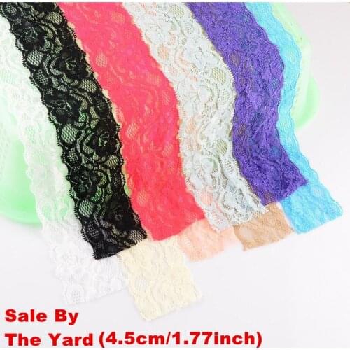 50Yards/lot 4.5cm New Lace Headbands For girls Wide Hair Band With Flower Design Headwear Kids Hair DIY Accessories HD05Y