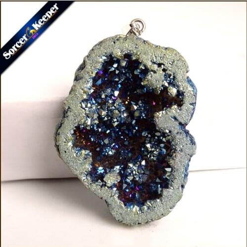 Natural Raw Mineral Crystal Pendant Druzy Drop Pendants Pendulum Chakra Natural Stone Pendants For Jewelry Making YS909