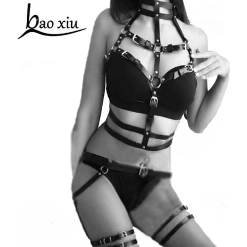2021 New sexy Punk women Garters Leather belt Body Bondage Sculpting Harness Waist Belt Straps Corset Suspenders Dress Belts
