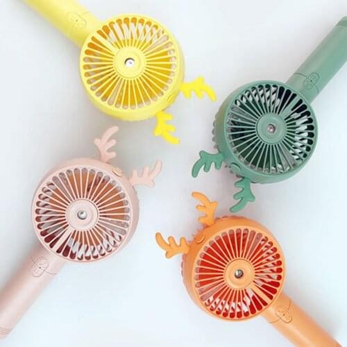 Fawn Spray Powder Handheld Fan 3 Wind Speed Summer Water Spray Cooling Mini Usb Charging Portable Small Fan