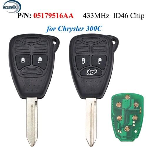 Remote Key Fob 2/3 Button 433 MHZ With Chip ID46 for Chrysler 300C Sebring PT Cruiser 05179516AA
