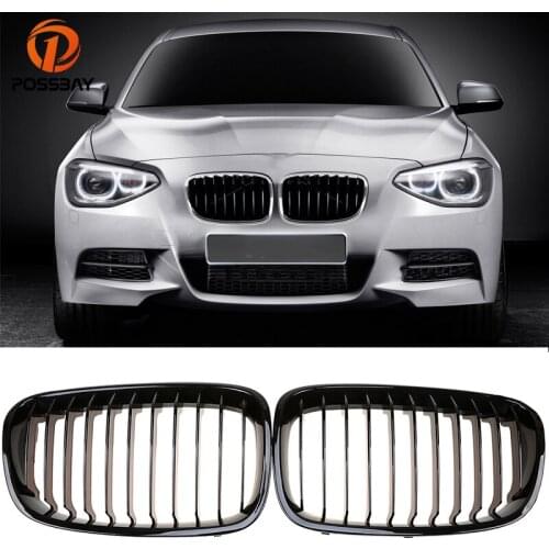 POSSBAY Front Kidney Grilles Grill Gloss Black for BMW 1-Series F21 116d ed/116i/118d 3-door 2012-2015 Pre-facelift Car Grille