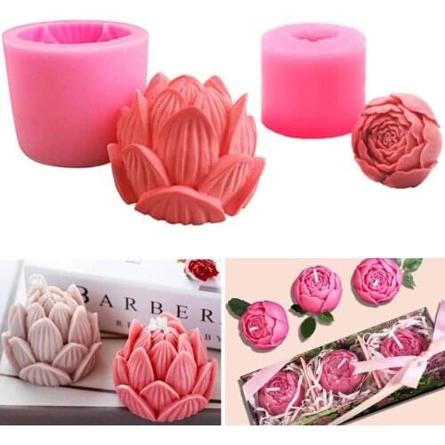 Rose Flower Lotus Candle Soap Moulds Silicone Fondant Mould Chocolate Cake Decorating Baking Molds for Wedding Birthday Party