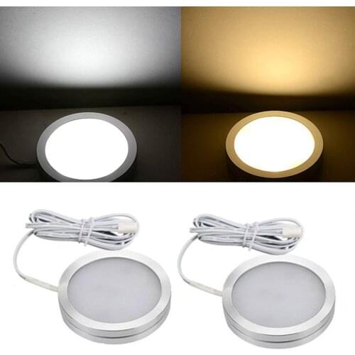 Dimmable 2.5W DC12V LED Under Cabinet Closet Light Aluminum LED Display Case Lights For Kitchen Counter Cupboard Puck Lights
