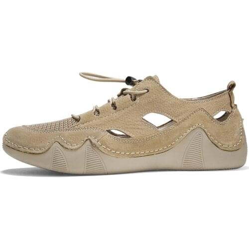 Summer Mens Sandals Fashion Men Casual Shoes Design Beach Men Shoes Genuine Leather Sandals Men Sandals Size 38-46 Men