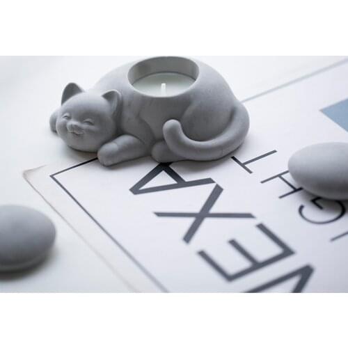 DIY Candle Making Supplies Aromatherapy Silicone Candle Molds Stone Candle Holder Sleeping Cat Resin Mold Home Decorations