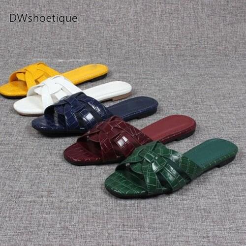 Summer print peep toe women slides casual slip on beach outside slippers