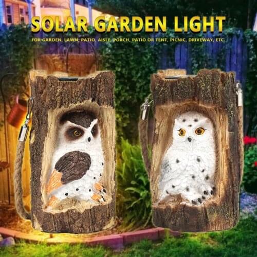 Solar Lights Garden Owl Tree Stump LED Lights Porch Lawn Ornament Lamp Outdoor Decorative Solar Lights