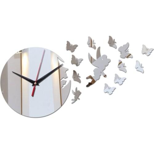 Special offer diy wall stickers clock modern furniture clocks acrylic mirror butterfly sticker home decoration living room