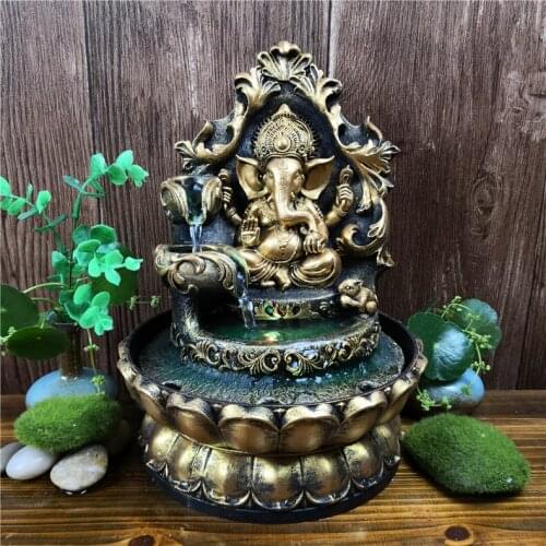 Elephant God Statue Water Fountain Living Room Desktop Feng Shui Lucky Ornaments Home Decorations Gift