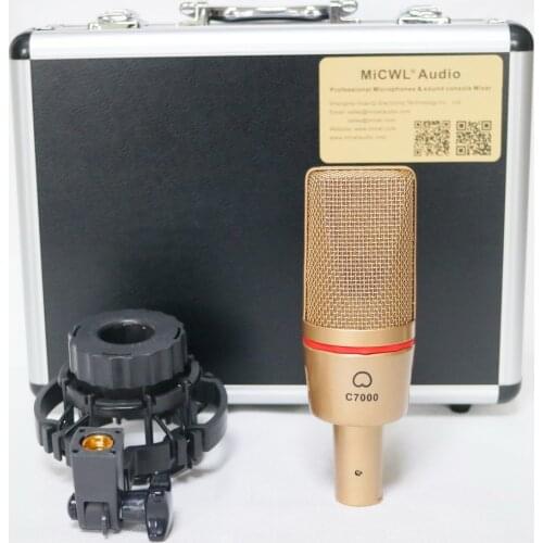 High-end C7000 Large Diaphragm Condenser Microphone 48V XLR For Stage Studio PC Live Recording with Shock Mount Flight Case