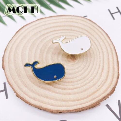 Fun Cute Cartoon Animal Marine Creature Whale Shark Dolphin Enamel Brooch Alloy Badge Clothes Backpack Pin Accessories Jewelry