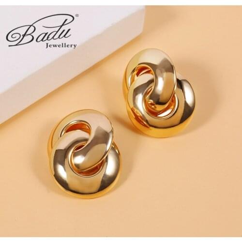 Badu Geometric Circle Cross Ear Clip Anti-Allergy Earrings for Women Unusual Earrings Without Pierced Cuff Drop Earrings