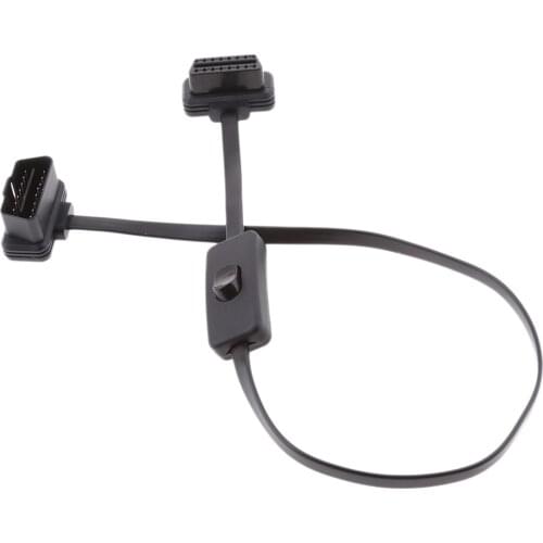 1 Pcs Car Universal 16 Pin M to F With Switch OBD2 Cord Extension Cable Adapter Connector On/Off 29cm