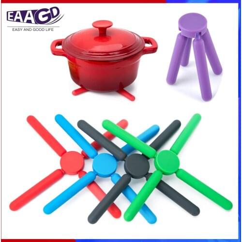 1Pcs Non-slip Foldable Silicone Trivets, Collapsible Cross Design Silicone Trivets in Cute Colors, Silicone Pot Holder