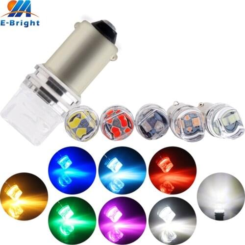 100pcs 12V BA9S 2835 3SMD Floodlight Car Bulb Map Indicator Reverse Reading Plate Light White Blue Red Green Amber Ice blue