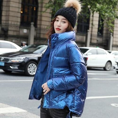 2020 Glossy Down Cotton Parka Winter Women Jacket Winter Warm Thick Short Parka Winter Coat Jacket Women