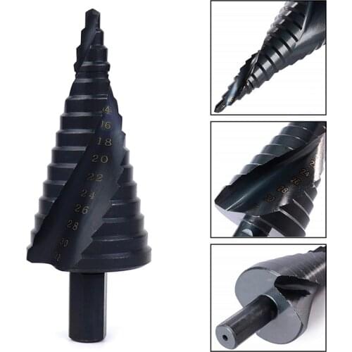 4-32mm Nitride Coated Step Drill Triangle Shank Drill Bit Spiral Groove Step Core Drill Metal Hole Drill Tools