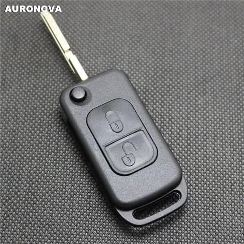 AURONOVA New Replace Folding Key Shell for MERCEDES BENZ C E S ML W140 2 Buttons Big Head Uncut Brass Remote Car Key Case