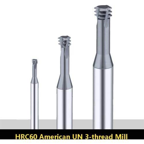 BEYOND American 3-Tooth Thread Milling Cutter HRC60 UNC UNF Integral Carbide Tungsten Steel End Mills 1/4''-20 3/8'' x 16