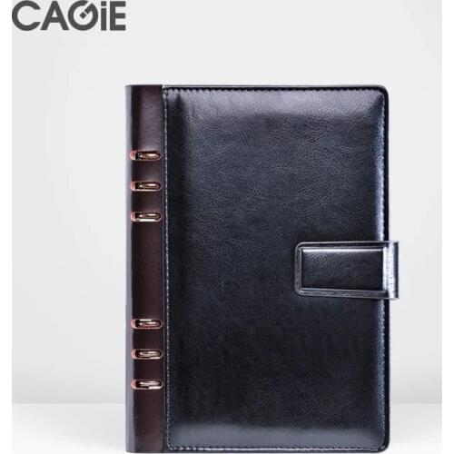 A5 A6 Black Brown Business loose-leaf PU Leather Notebook Planner Multi-function Notebook Binder Book Stationery Supplies