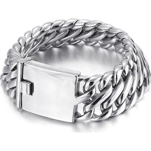 High Quality 316 Stainless Steel 26mm Cuban Bracelet Bangle Mens Heavy Link Chain Bracelet Fashion Jewelry Gifts