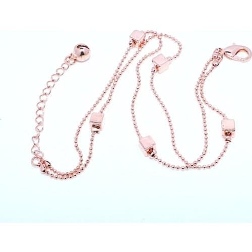 1pcs Boho Style Vintage Star Fashion Rose Gold Simple Beach Double layer Bracelet&Anklet For Women Adjustable Stainless Steel