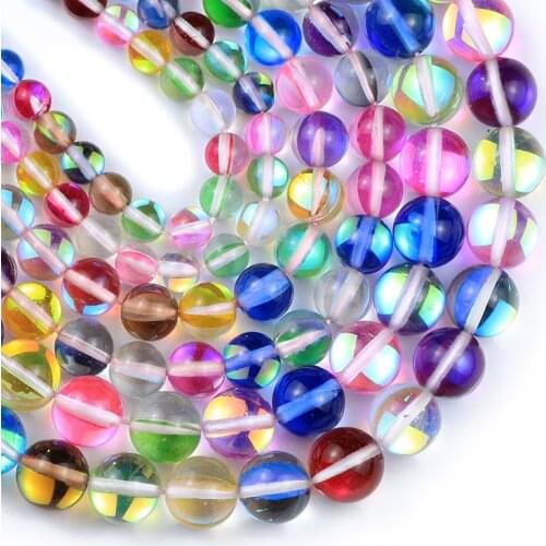 YHBZRET Natural Shimmer Stone Colourful Labradorite 6/8/10MM Round Spacers Loose beads for Jewelry making bracelets necklace DIY