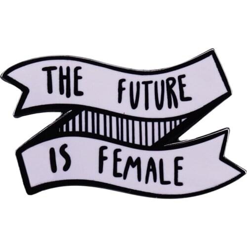 Black and white feminist quote brooch charm womens jackets bag scarf decor