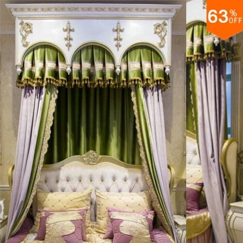 Violet lavender lilac with green patchwork curtains for hotel Classic elegant Bed Room Curtains Nice new Bedroom mosquito bar