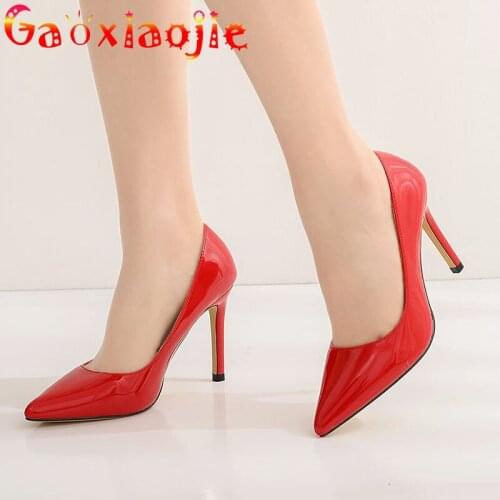 Gaoxiaojie Fashion Basic Office Women Pumps Pure Colour Concise 9CM Elegant Party Stilettos Sexy Pointed Toe Wedding Bride Shoes