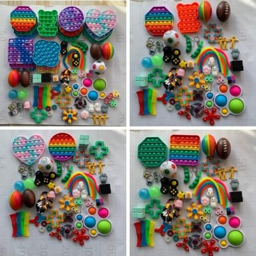 Fidget Toys Anti Stress Set Poppit Push Sensory Adult Decompressed Game Stress Bubble Fidget Reliever Toys For Childrens Gift