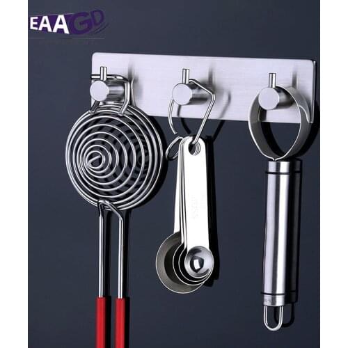 Adhesive Stainless Steel Hook Wall Clothe Bag Headphone Key Hanger Kitchen Bathroom Door Towel Rustproof Shelf
