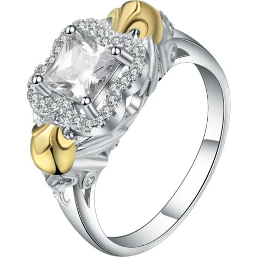 Hainon Punk Style Skull Rings Vintage Silver color Rings For women Gold Color Double Skull Jewelry Square Zircon Stone Ring Gift