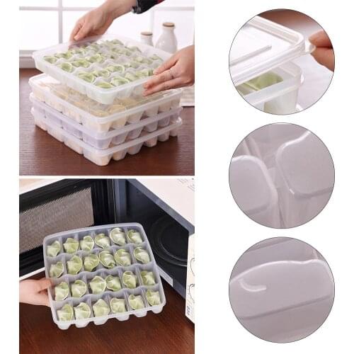 Refrigerator Dumplings Storage Box With Lid Plastic Freezer Fridges Space Saver Food Organizer Rack Holder Tray Boxes FDH